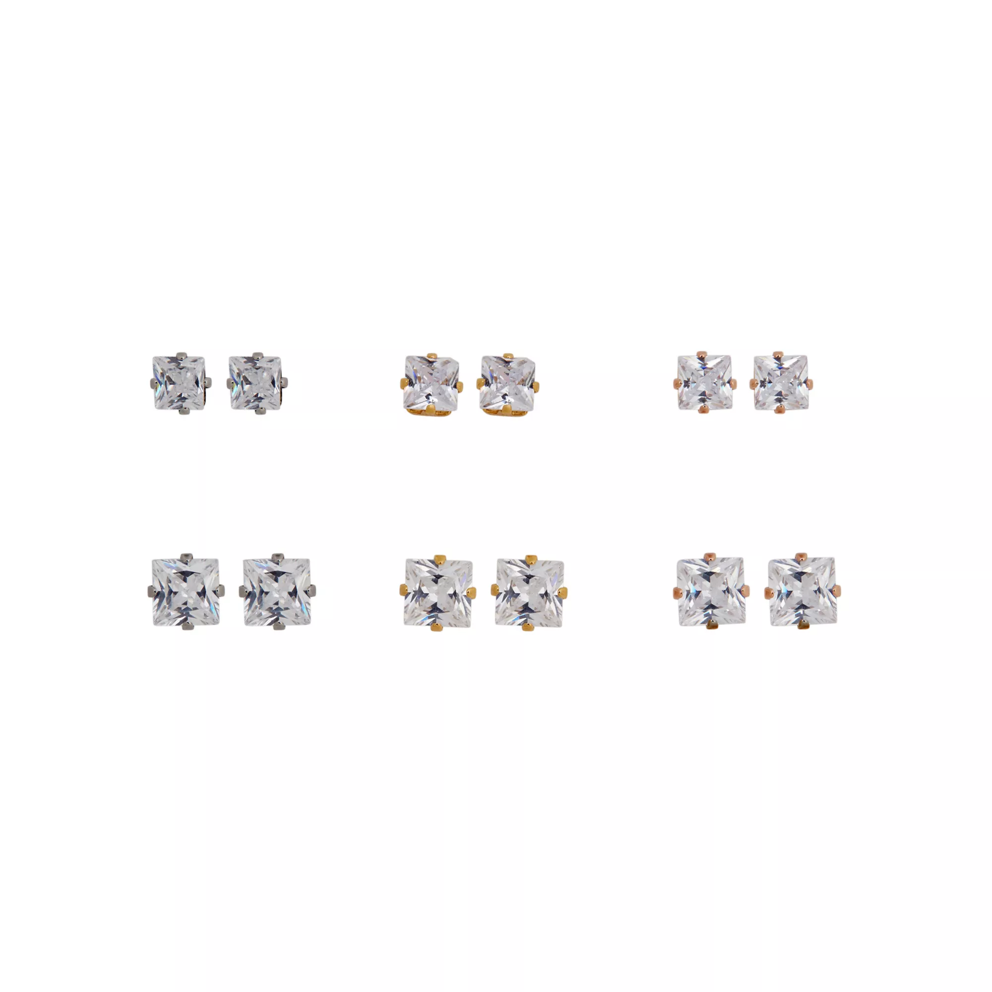 Multi-Pack Clear CZ Stud Earrings - 6 Pair at Spencer's