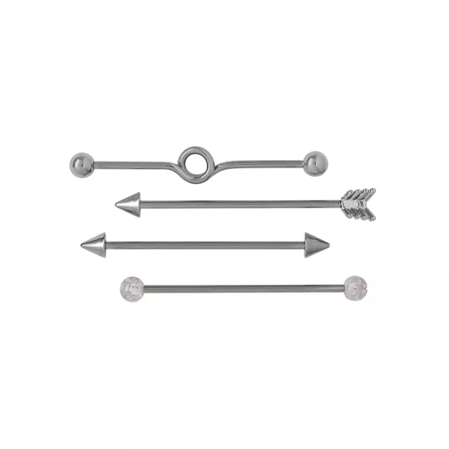 Multi-Pack Glitter Arrow Industrial Barbells 4 Pack - 14 Gauge at Spencer's