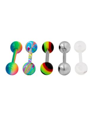 Multi-Pack Rainbow Barbells 5 Pack - 14 Gauge