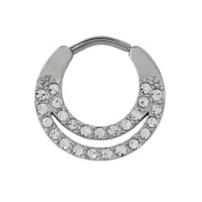 CZ Double Crystal Septum Ring - 16 Gauge at Spencer's