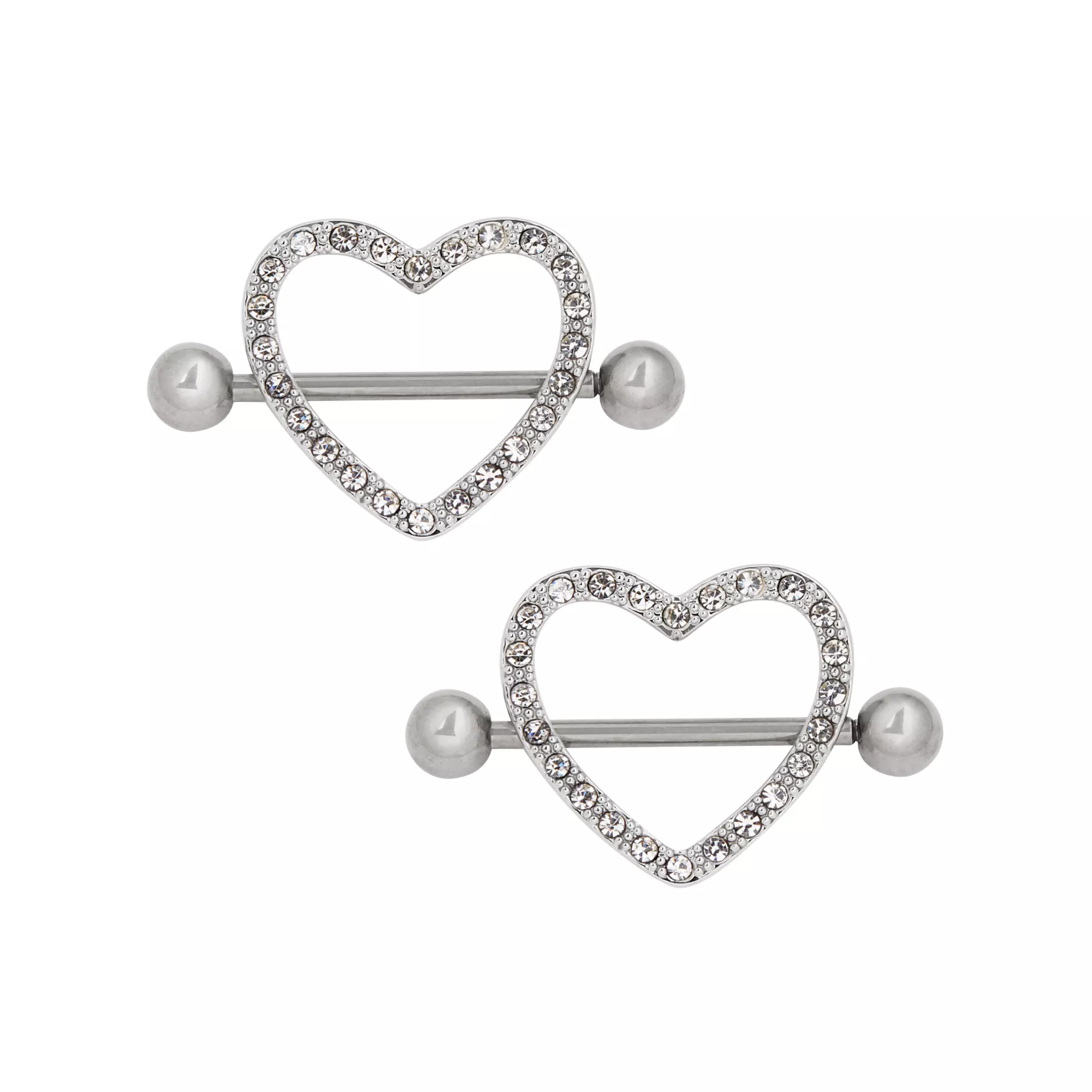 CZ Heart Titanium Nipple Shields - 14 Gauge at Spencer's