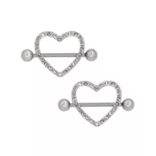 CZ Heart Titanium Nipple Shields - 14 Gauge at Spencer's
