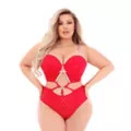 Plus Size Red Lace Charm Bodysuit at Spencer's
