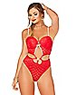 Red Cutout Lace Teddy