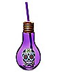 Light Bulb Skull Glass with Straw - 14 oz.