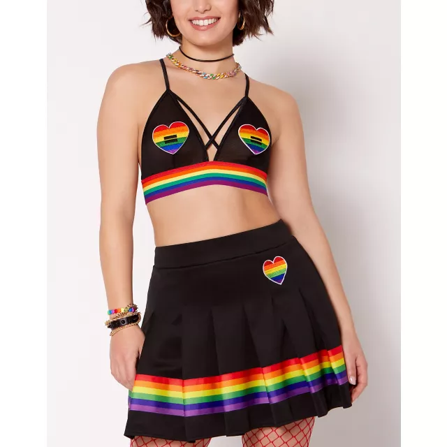 Rainbow Striped Pride Heart Bralette at Spencer's