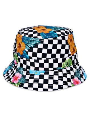 Checkered Floral Bucket Hat