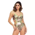 Snakeskin Bodysuit with Neon Strapping at Spencer's