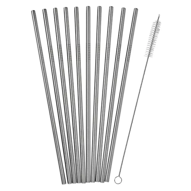 Reusable Stainless Steel Straws - 10 Pack at Spencer's