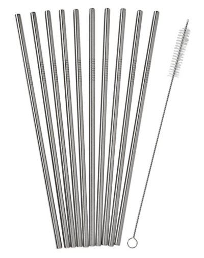 Reusable Stainless Steel Straws - 10 Pack