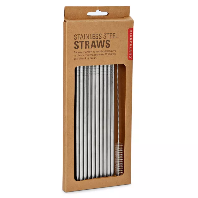 Reusable Stainless Steel Straws - 10 Pack at Spencer's
