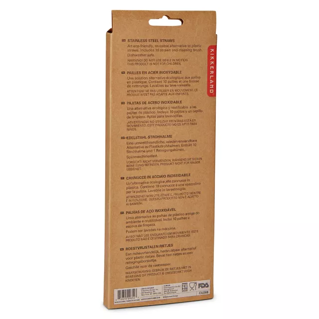 Reusable Stainless Steel Straws - 10 Pack at Spencer's