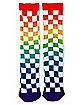 Rainbow Checkered Crew Socks