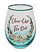 Floral Chin Up Tits Out Stemless Wine Glass - 20 oz.