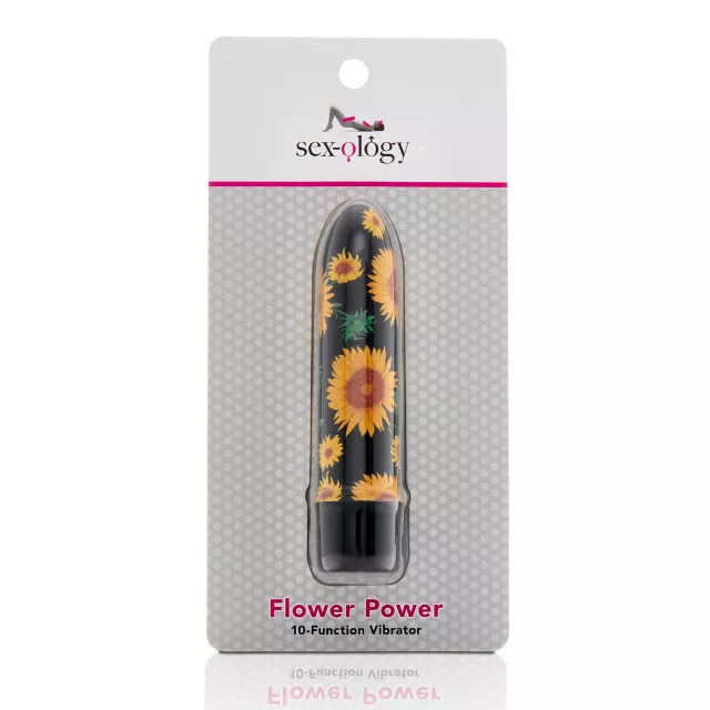 Flower Power 10-Function Sunflower Waterproof Bullet Vibrator 5 Inch - Sexology at Spencer's