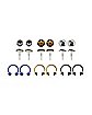 Multi-Pack Stud Earrings and Horseshoe Rings 6 Pair - 18 Gauge