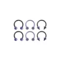 Multi-Pack Ombre Black and Purple Horseshoe and Captive Rings 6 Pack - 16 Gauge at Spencer's