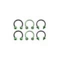 Multi-Pack Ombre Black and Green Horseshoe and Captive Rings 6 Pack - 16 Gauge at Spencer's