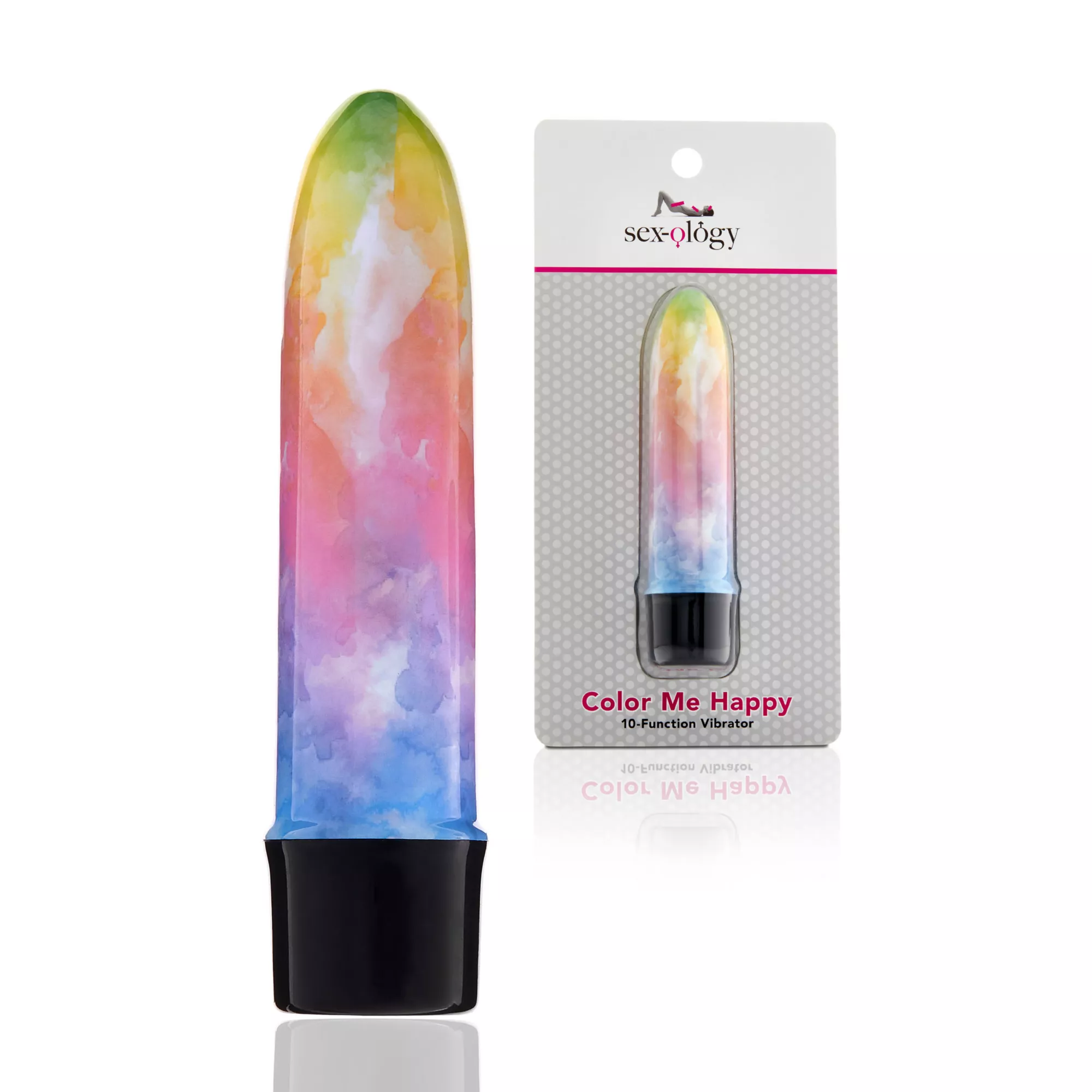 Color Me Happy 10-Function Watercolor Waterproof Bulletproof Vibrator 5 Inch - Sexology at Spencer's