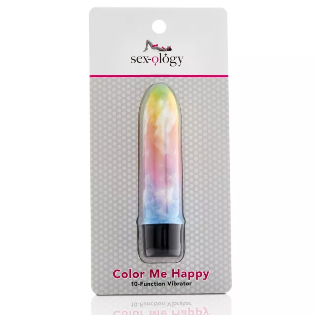 Color Me Happy 10-Function Watercolor Waterproof Bulletproof Vibrator 5 Inch - Sexology at Spencer's