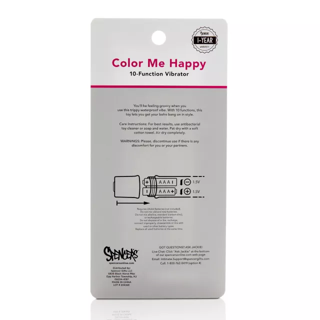 Color Me Happy 10-Function Watercolor Waterproof Bulletproof Vibrator 5 Inch - Sexology at Spencer's