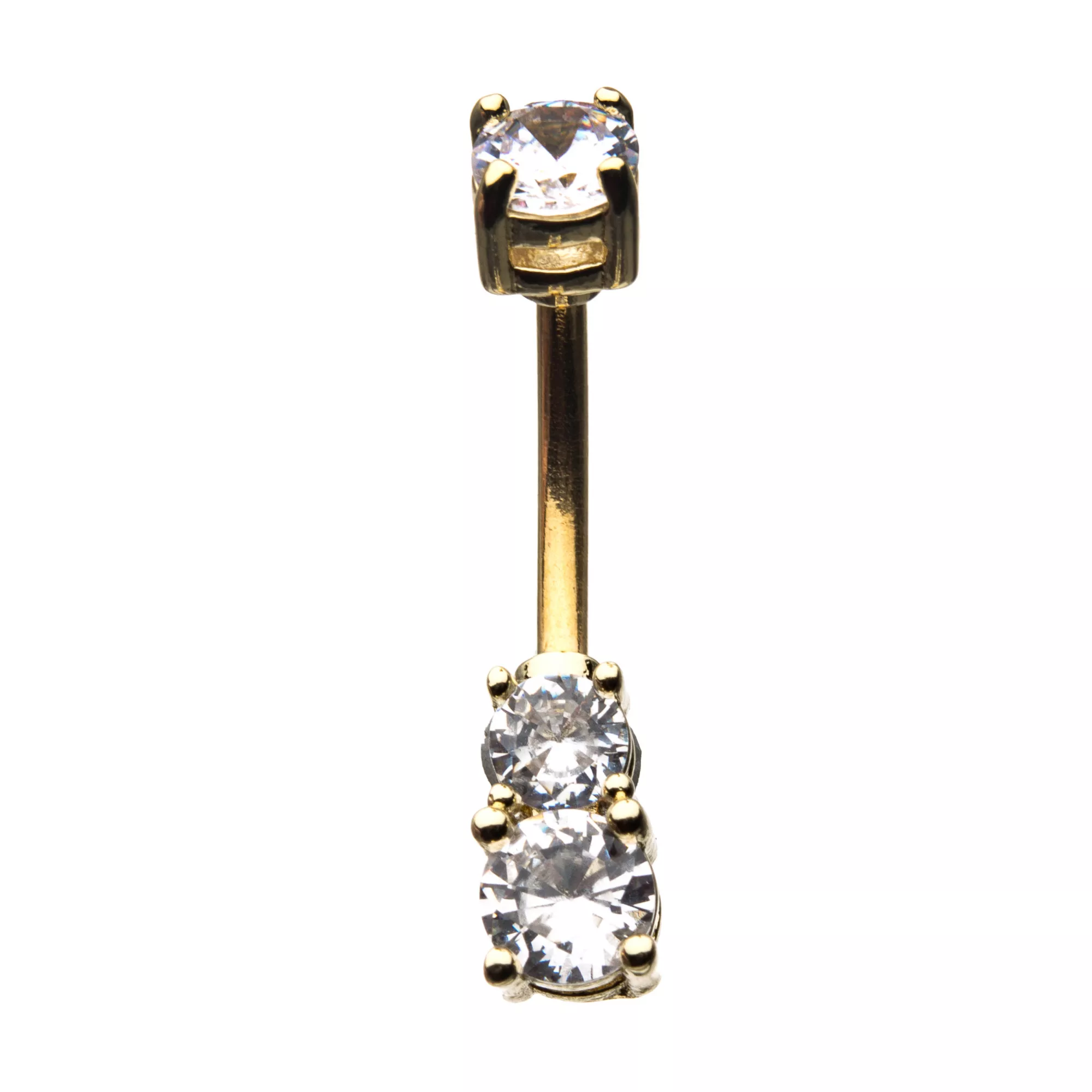 Goldtone CZ Belly Ring - 14 Gauge at Spencer's