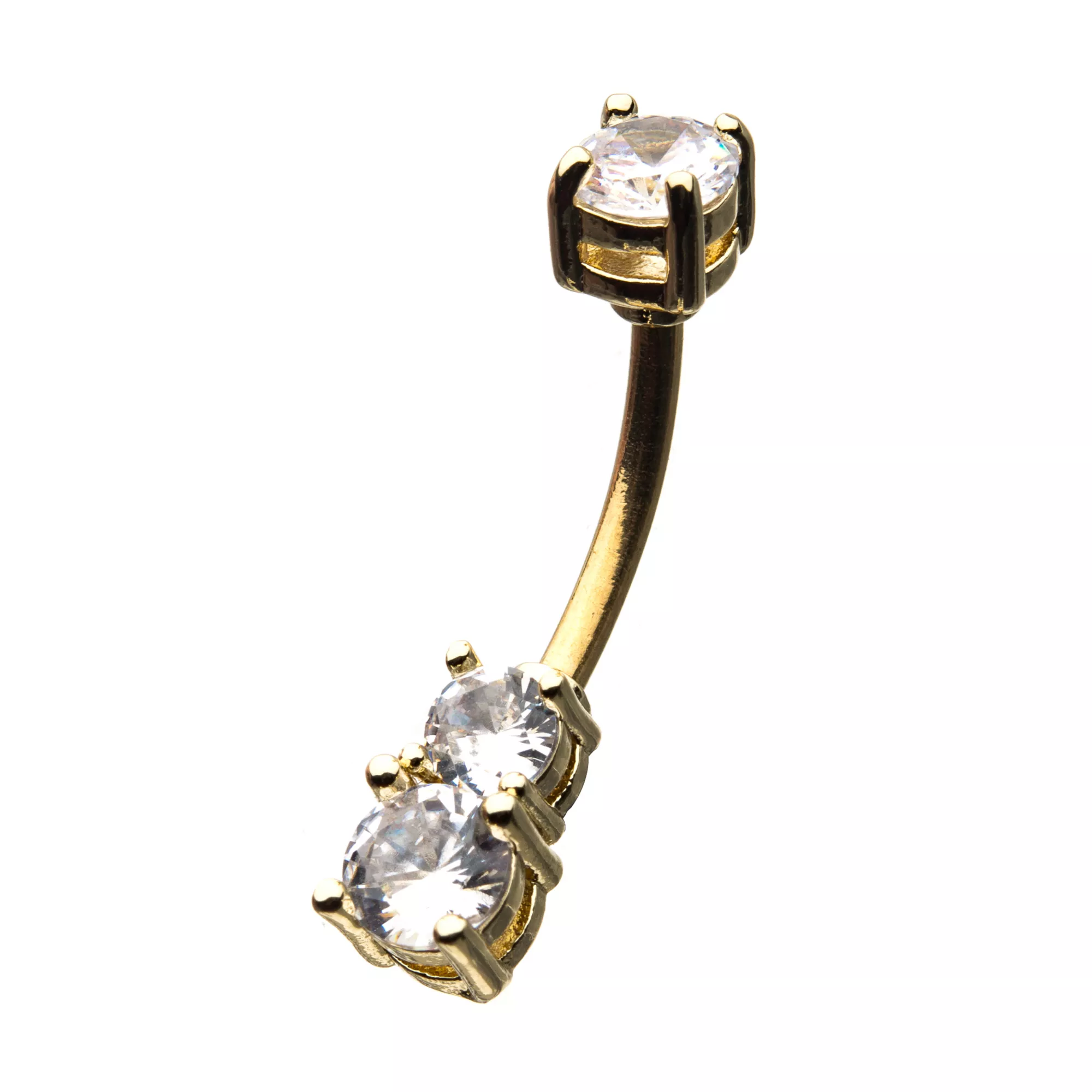 Goldtone CZ Belly Ring - 14 Gauge at Spencer's