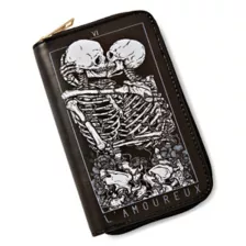 Kissing Skeletons Zip Wallet at Spencer's
