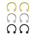 Multi-Pack Colored Titanium Horseshoe Rings 3 Pair - 16 Gauge at Spencer's