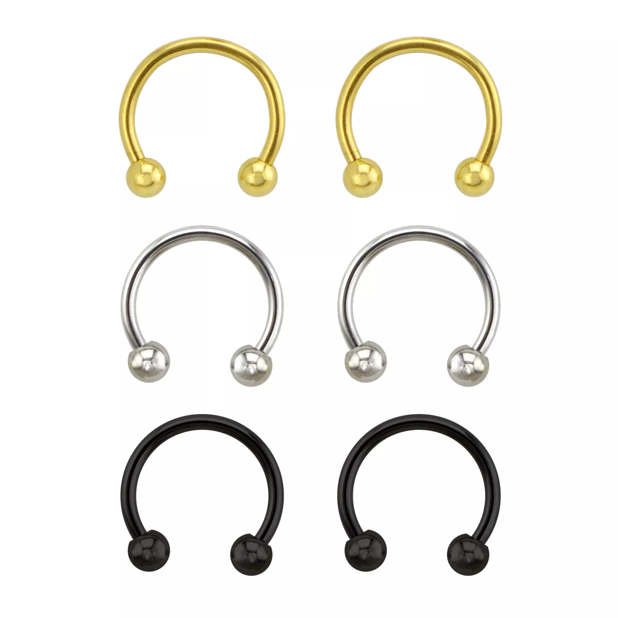 Multi-Pack Colored Titanium Horseshoe Rings - 3 Pair at Spencer's