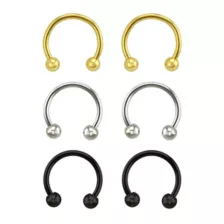 Multi-Pack Colored Titanium Horseshoe Rings 3 Pair - 16 Gauge at Spencer's