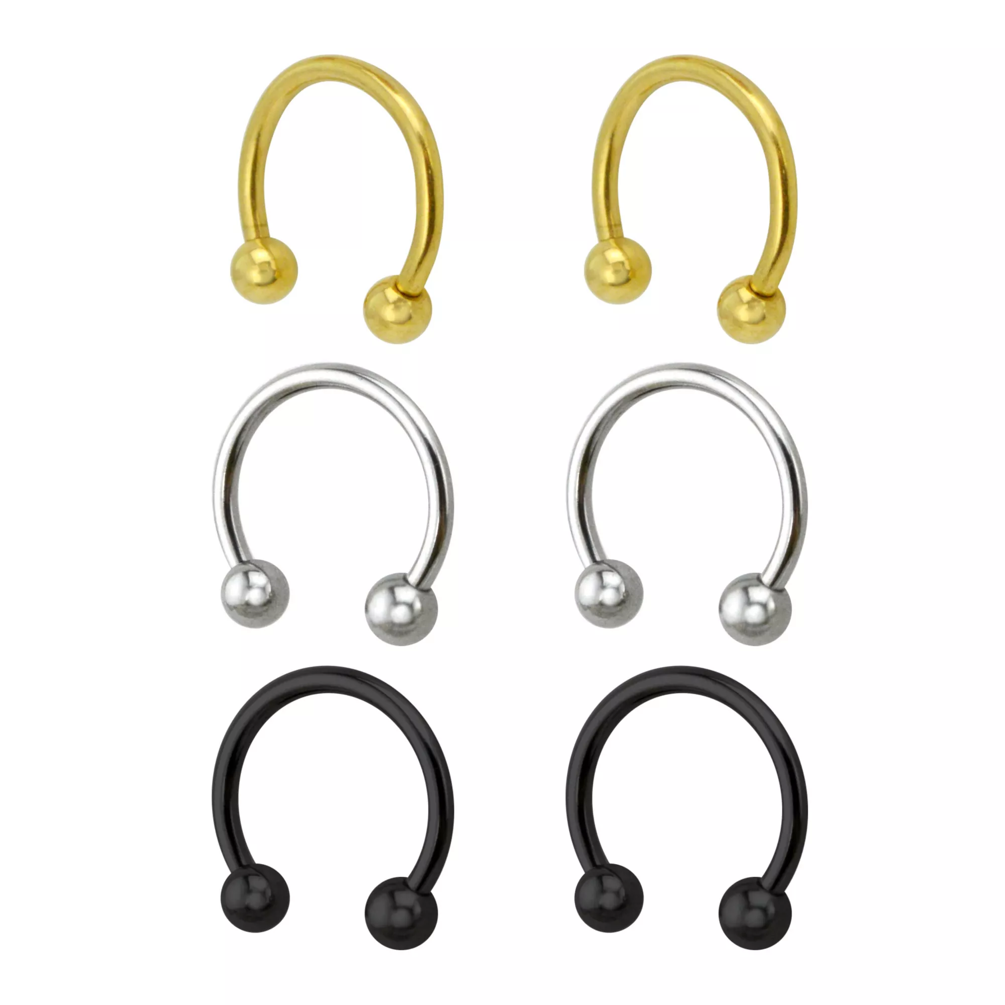 Multi-Pack Colored Titanium Horseshoe Rings - 3 Pair at Spencer's