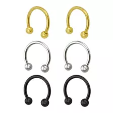 Multi-Pack Colored Titanium Horseshoe Rings 3 Pair - 16 Gauge at Spencer's
