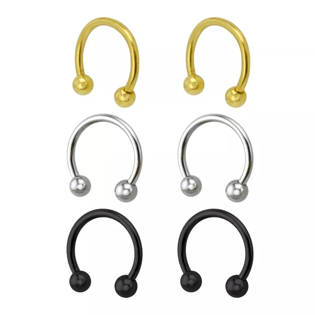 Multi-Pack Colored Titanium Horseshoe Rings 3 Pair - 16 Gauge at Spencer's