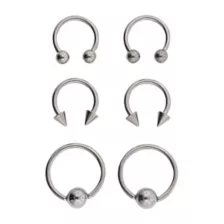 Silvertone Horseshoe - 3 Pair at Spencer's