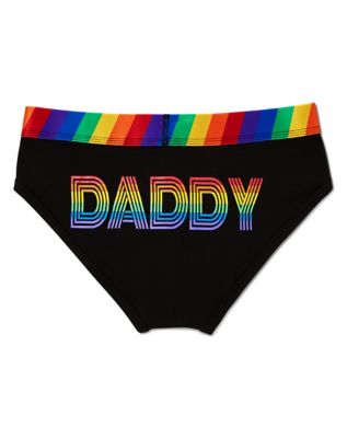 Black Rainbow Daddy Pride Briefs - Spencer's