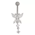 CZ Butterfly Pendant Belly Ring - 14 Gauge at Spencer's