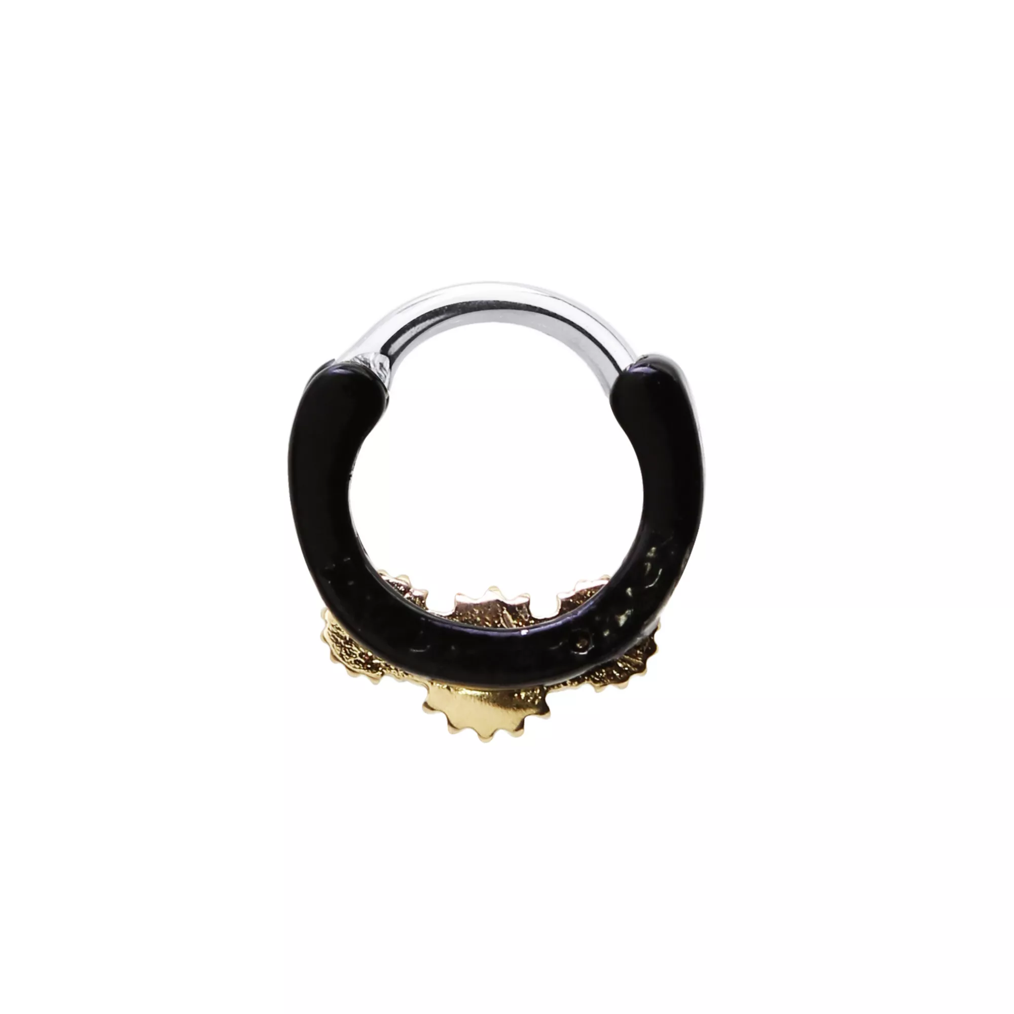 Goldtone CZ Sunflower Clicker Septum Ring - 16 Gauge at Spencer's