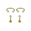 Multi-Pack Goldtone CZ Labret Lip Rings 4 Pack - 16 Gauge at Spencer's