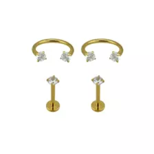 Multi-Pack Goldtone CZ Labret Lip Rings 4 Pack - 16 Gauge at Spencer's