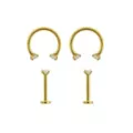 Multi-Pack Goldtone CZ Labret Lip Rings 4 Pack - 16 Gauge at Spencer's
