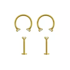 Multi-Pack Goldtone CZ Labret Lip Rings 4 Pack - 16 Gauge at Spencer's
