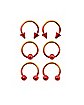 Multi-Pack Goldtone Ombre Horseshoe Rings and Captive Rings 3 Pair - 16 Gauge