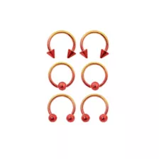 Multi-Pack Goldtone Ombre Horseshoe Rings and Captive Rings 3 Pair - 16 Gauge at Spencer's