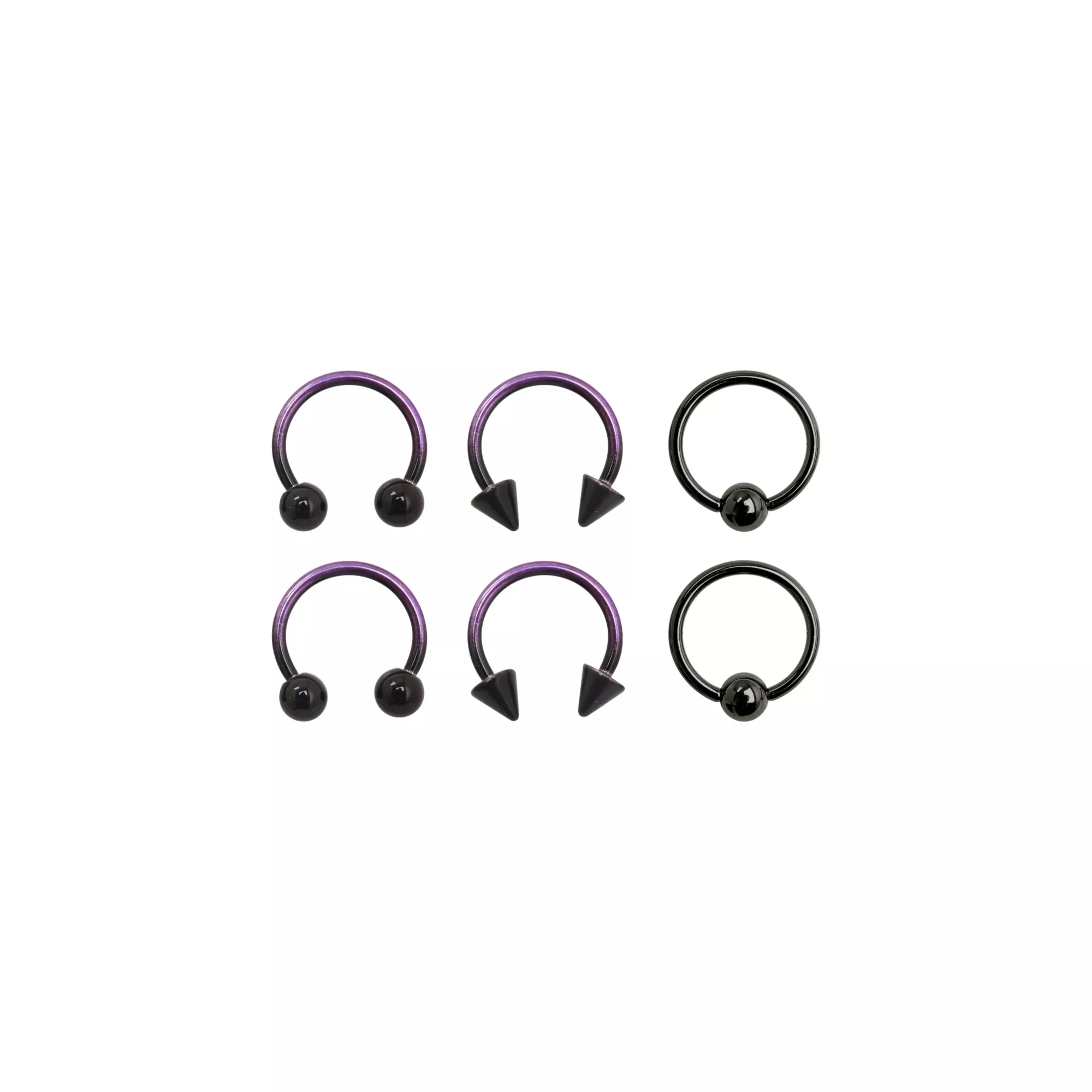 Multi-Pack Purple Ombre Horseshoe Rings and Captive Rings 3 Pair - 16 Gauge at Spencer's