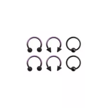 Multi-Pack Purple Ombre Horseshoe Rings and Captive Rings 3 Pair - 16 Gauge at Spencer's