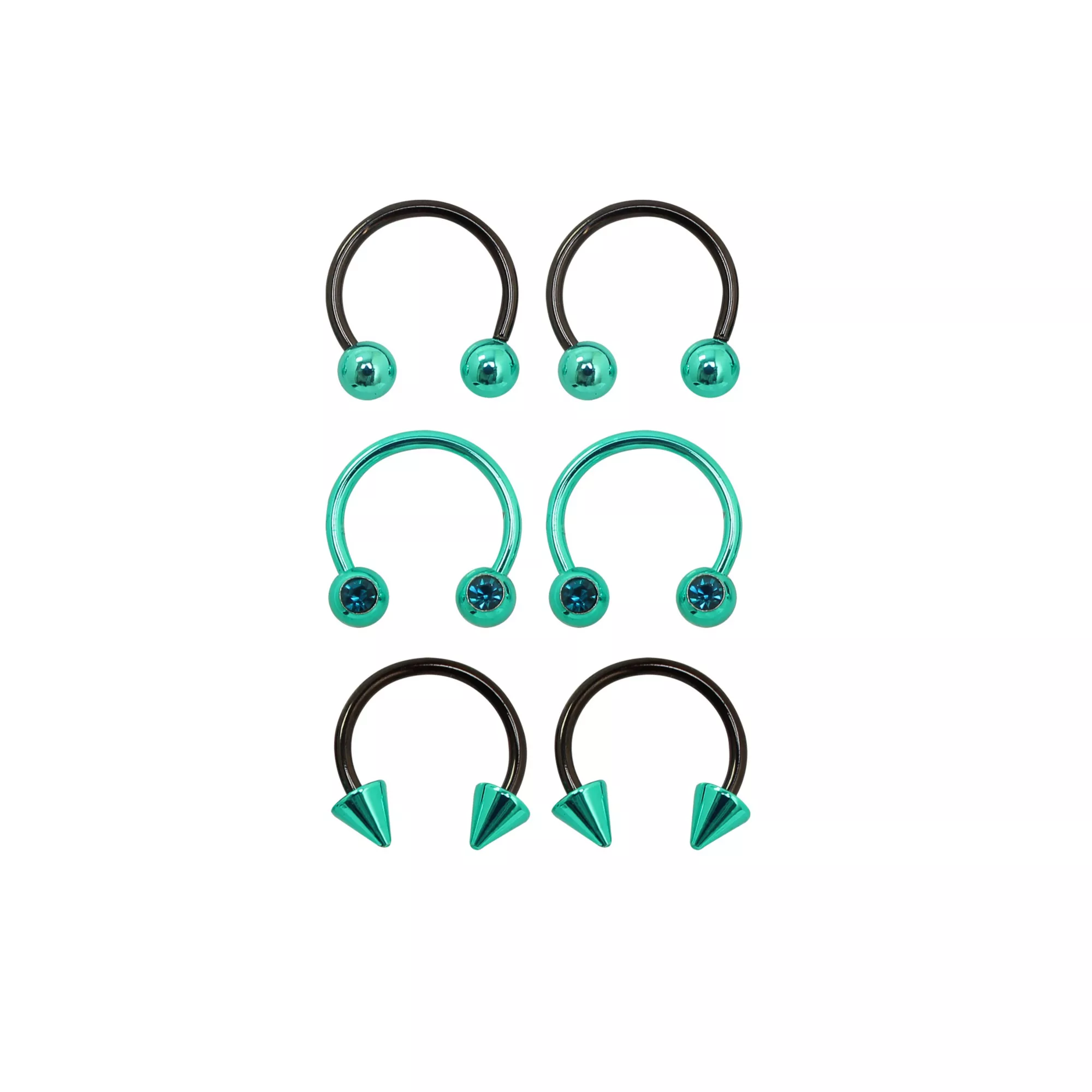 Multi-Pack Teal CZ Horseshoe Rings - 3 Pair at Spencer's