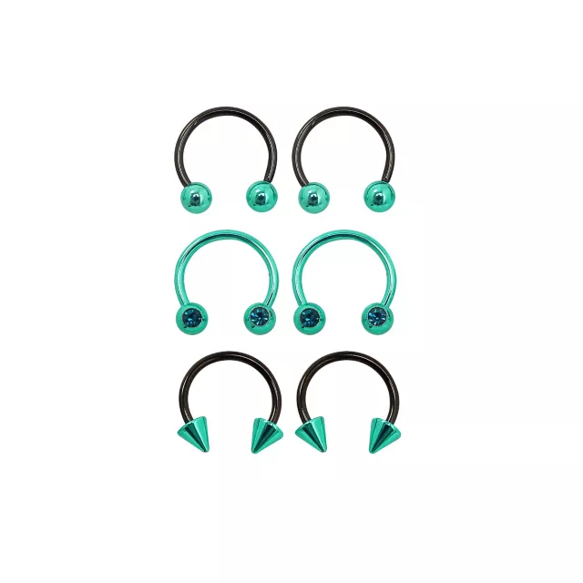 Multi-Pack Teal CZ Horseshoe Rings 3 Pair - 16 Gauge at Spencer's