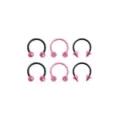Black and Pink Horseshoe Rings - 3 Pair at Spencer's