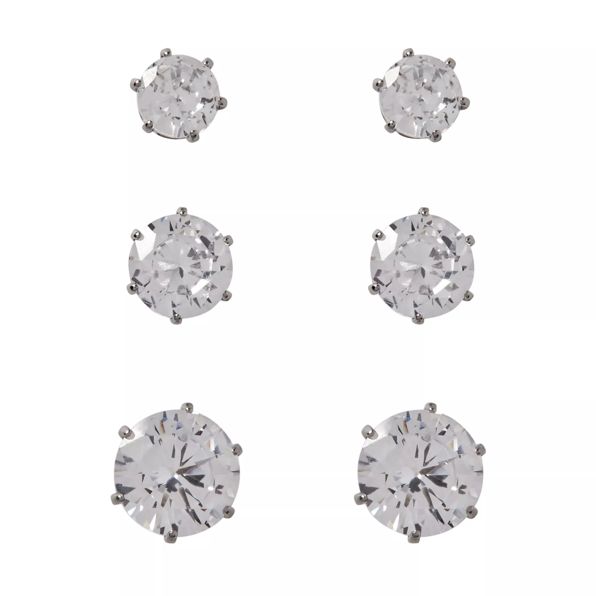 Multi-Pack CZ Stud Earrings 3 Pair - 20 Gauge at Spencer's